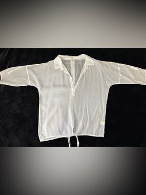 Dylan Oversized Dolman Sleeve V-Neck  Blouse Women’s Size S White